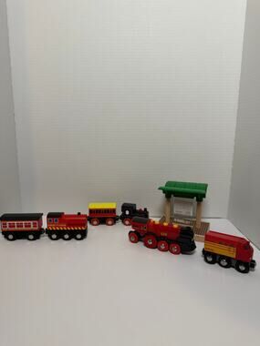 Brio trains/ wooden trains and accessories lot of 7 EUC